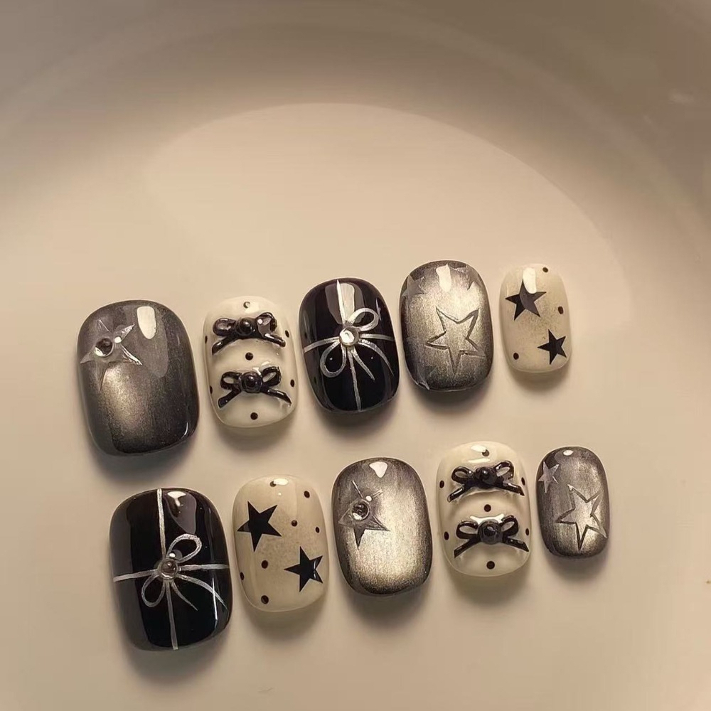 Nail Art Cat Eye Simple - 10 peças outono inverno simples preto