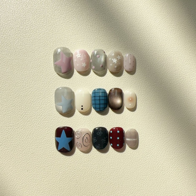 Nail Art Cat Eye Simple - 10PCS Unhas Postiças Artesanais Estilo Ins,
