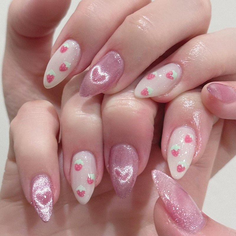 Nail Art Cat Eye Simple - 24 peças de Unhas Postiças Olho