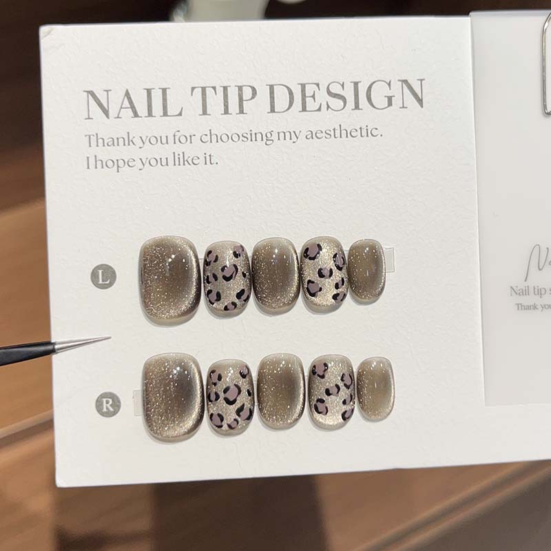 Nail Art Cat Eye Simple - 10 Peças de Unhas Postiças Curtas