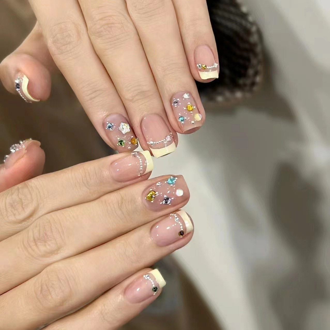 10 pçs curto quadrado francês  - Nail Art Cat Eye Simple avaliação e preço