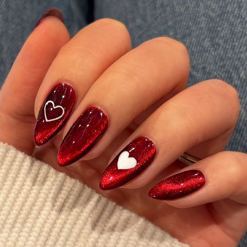 24 pçs simples vermelho olho d - Nail Art Cat Eye Simple avaliação e preço