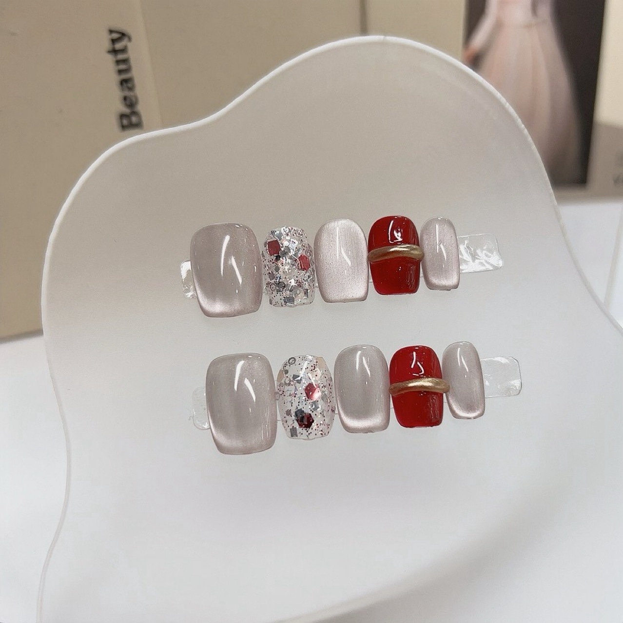 10 pçs luz de luxo curto quadr - Nail Art Cat Eye Simple avaliação e preço