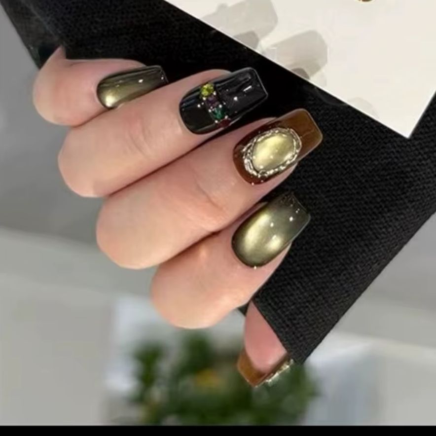 10 Peças Unhas Postiças Retrô  - Nail Art Cat Eye Simple avaliação e preço